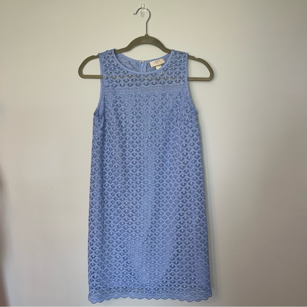LOFT Blue Crochet Mini Dress Chic and Stylish